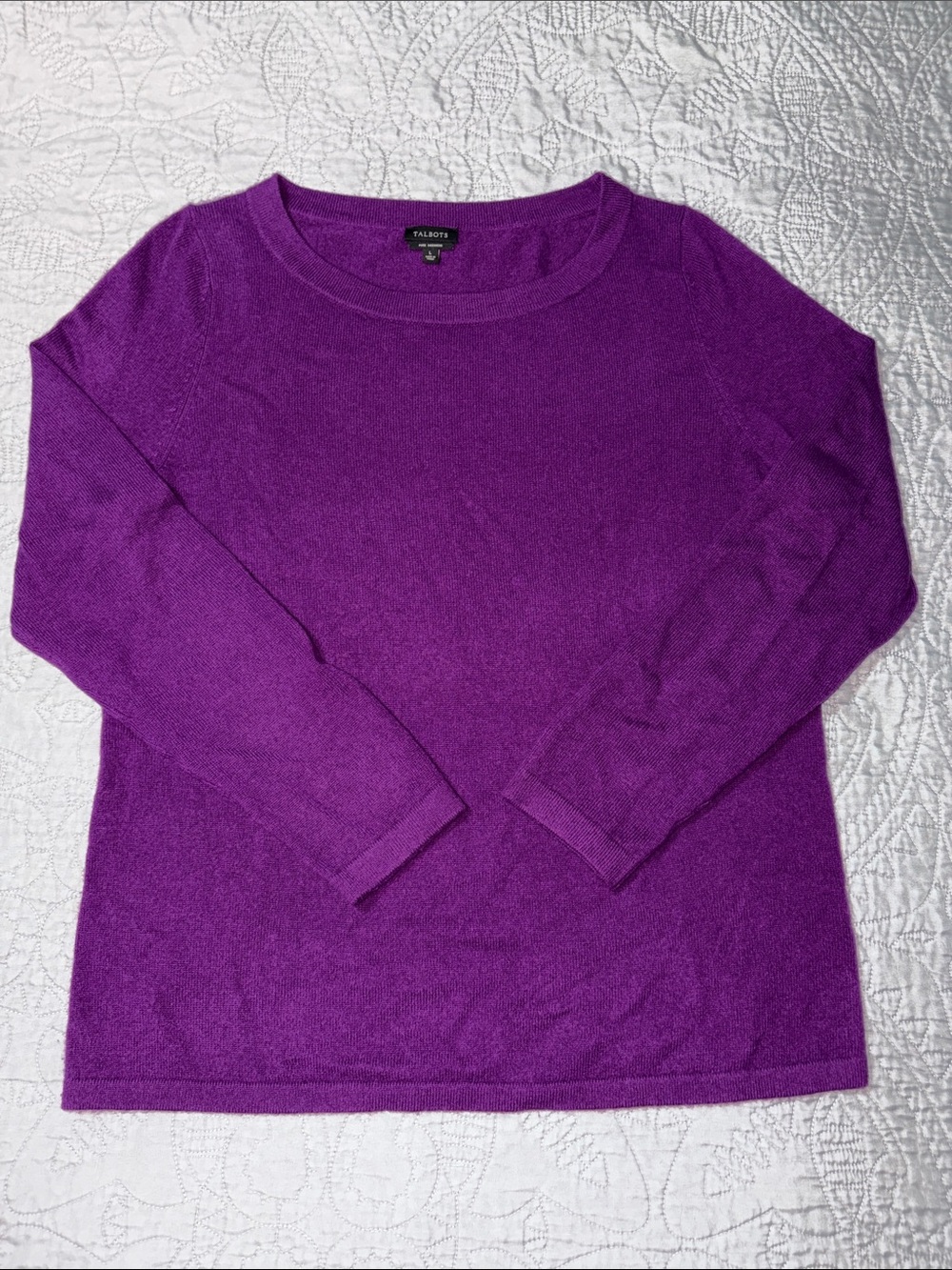 Talbots Purple Cashmere Crewneck Sweater, sz L